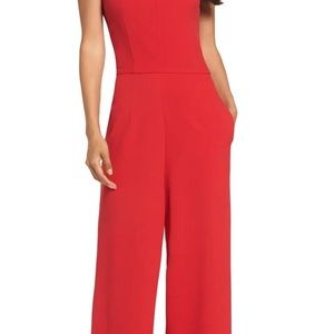 Julia Jordan Bow Shoulder Red Jumpsuit Size 16